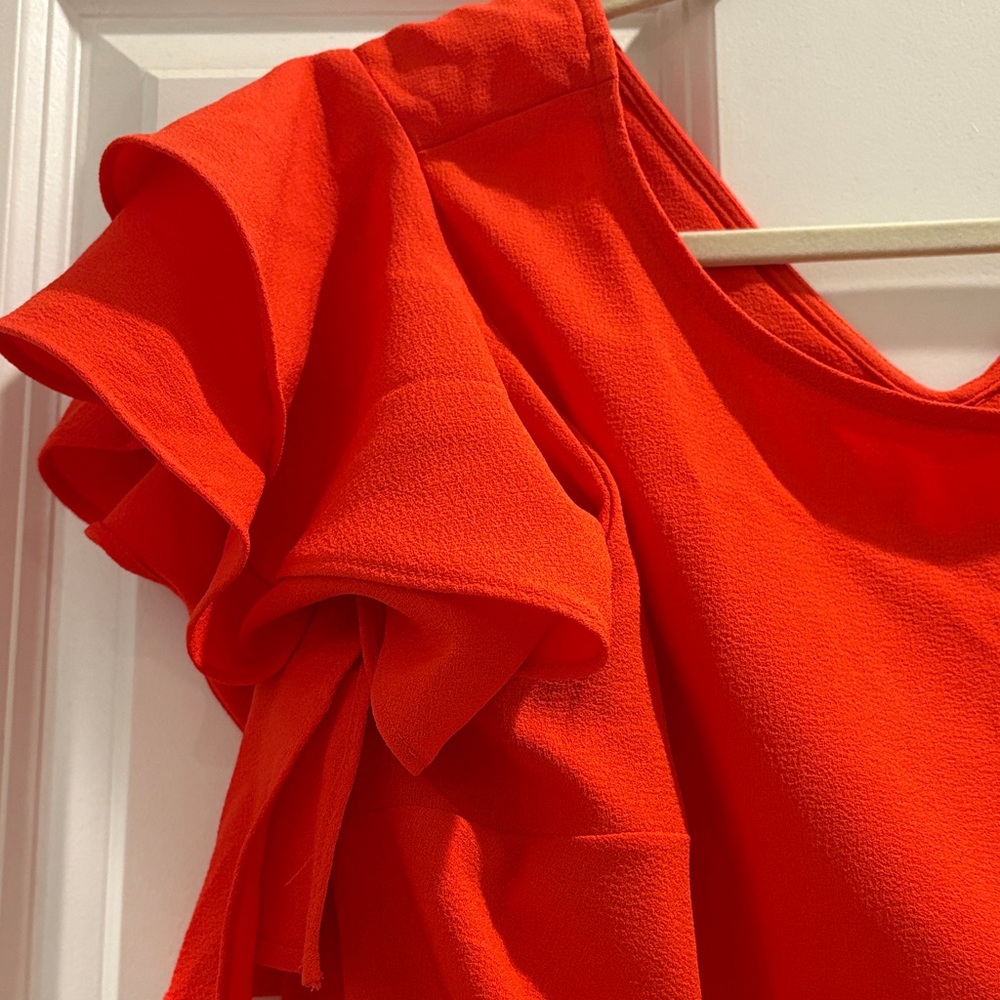 Maggy London Red Ruffle Sleeve Dress - Picture 4 of 6